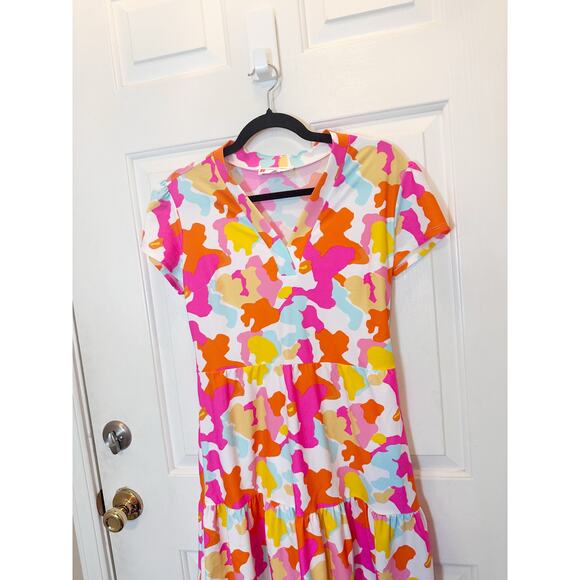 Jude Connally Dress Small Libby Multi-Colored Abstract Pattern Tiered Sundress - Picture 3 of 6